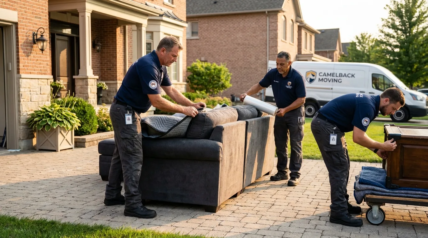 Large estate moving crew wrapping furniture in Hendersonville, NC