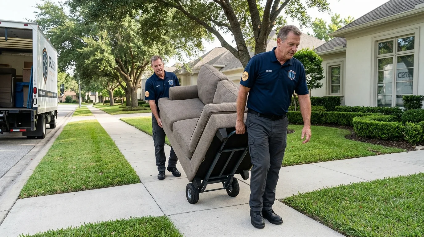 Local residential moving crew loading furniture in Hendersonville, NC